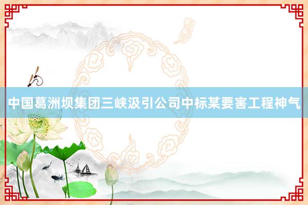 中国葛洲坝集团三峡汲引公司中标某要害工程神气